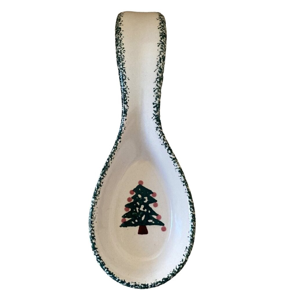 Christmas tree green sponge vintage spoon rest loomco ceramic